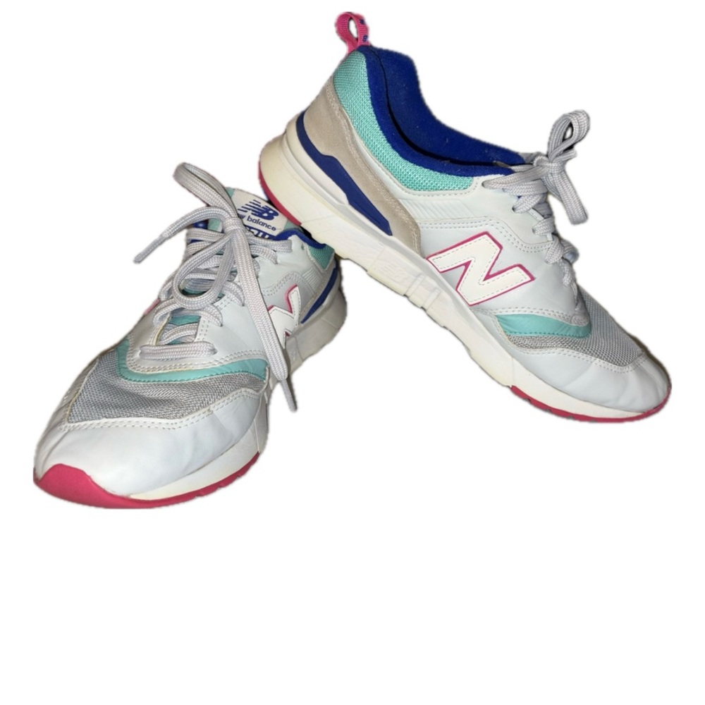 New Balance Women's 997H White Pink Teal Athletic Sneakers